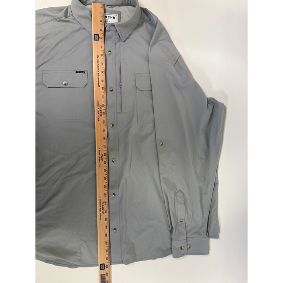 Poncho Button Up Shirt Mens 2XL Fishing Outdoor Performance Magnetic Pocket Gray - Picture 5 of 10